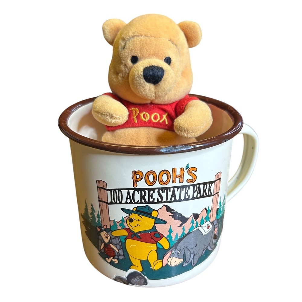 90s Disney Winnie the Pooh 100 Acre State Park Mug & Plush Set Cup